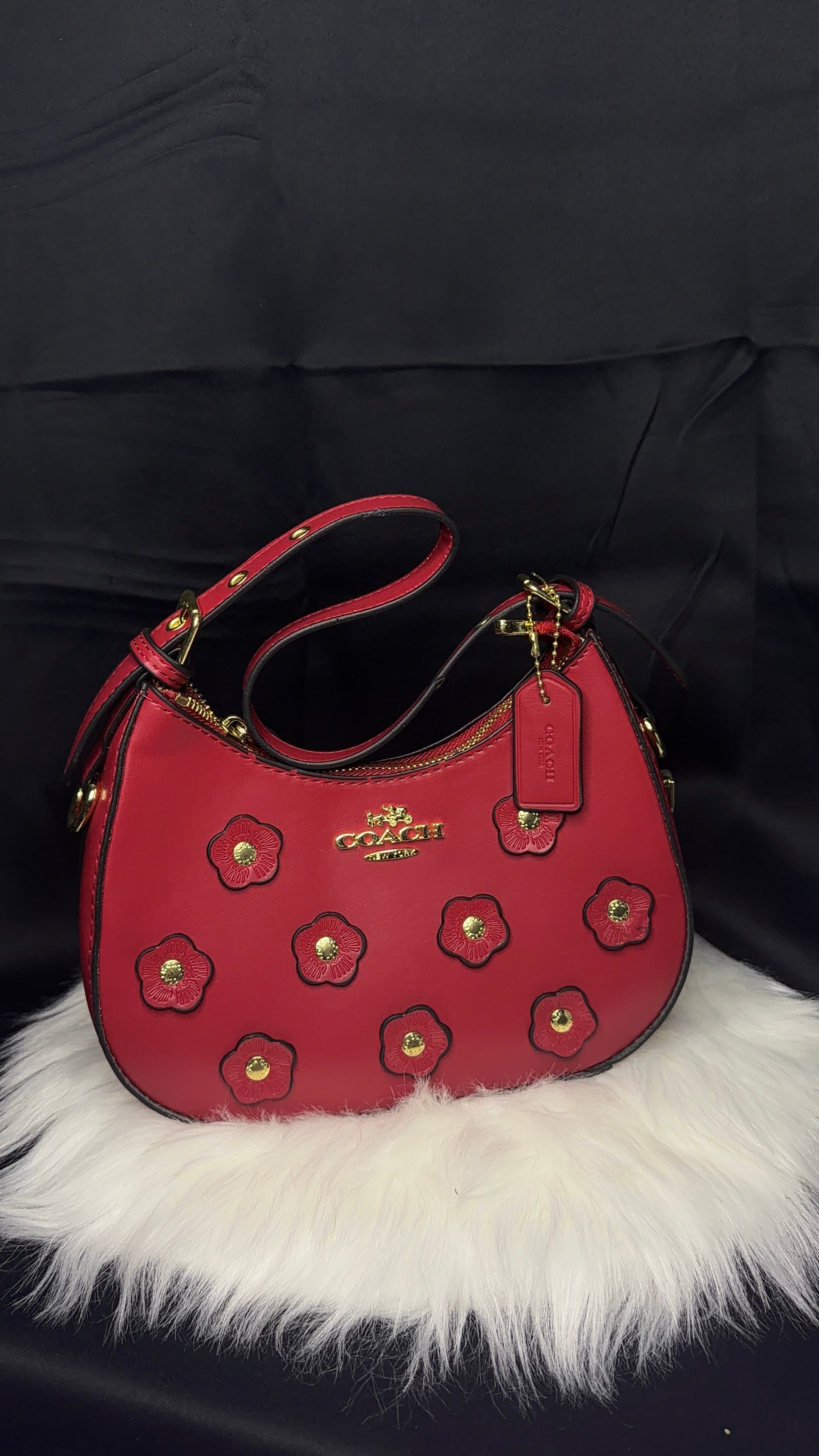 Coach Floral Shoulder Bag – Red