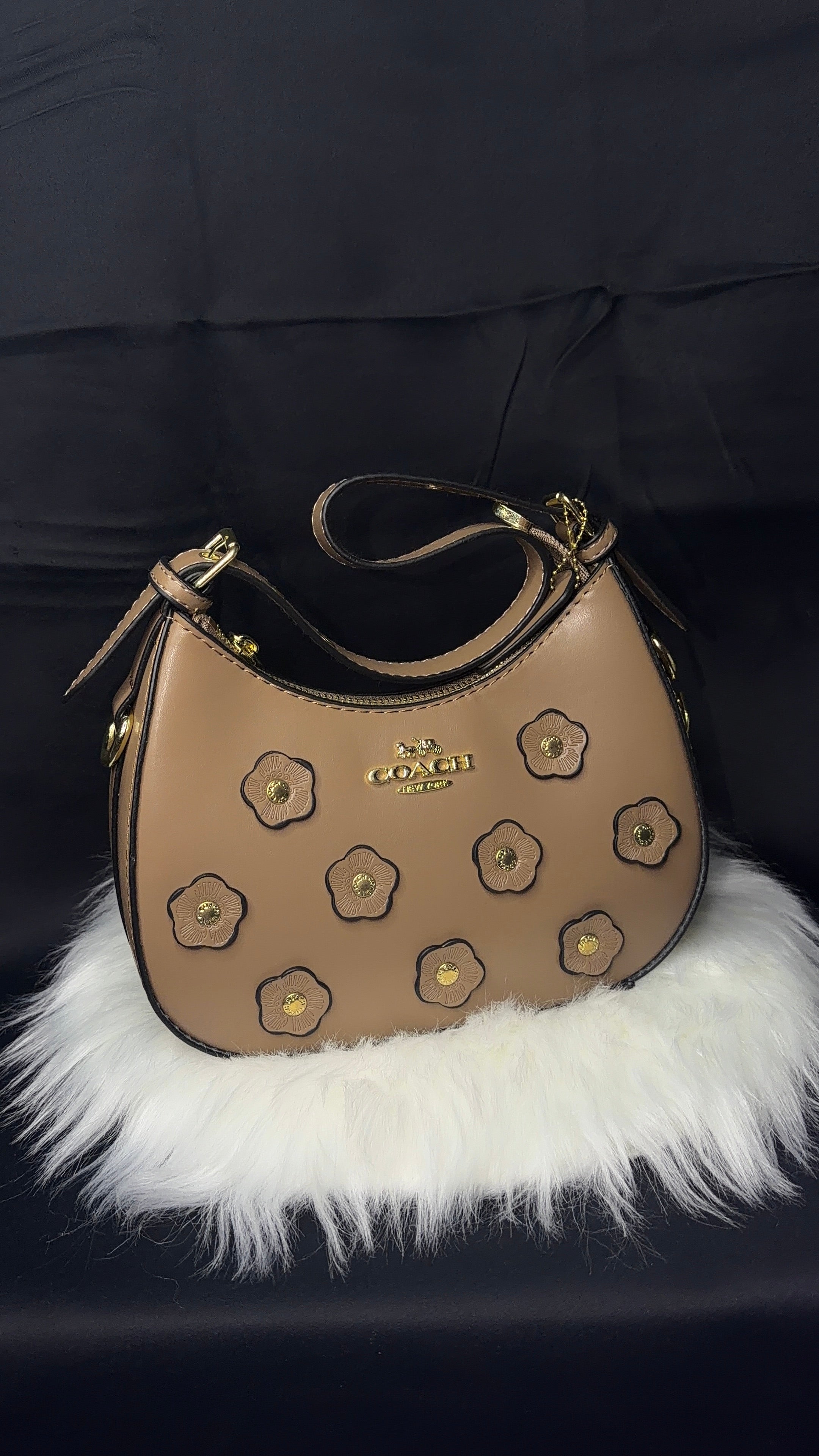 Coach Floral Shoulder Bag – Mocha Brown