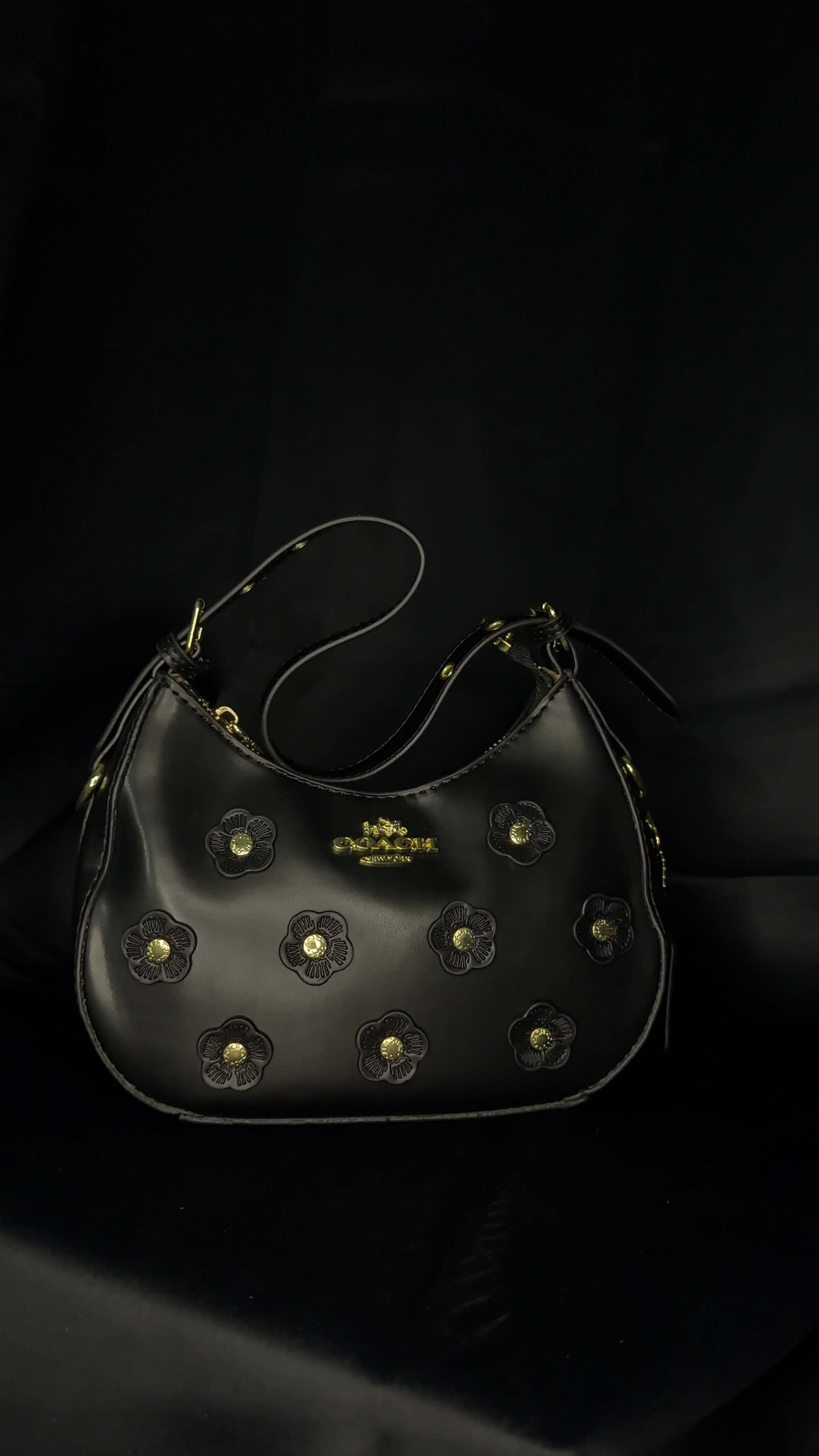 Coach Floral Shoulder Bag – Black